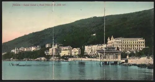 Klapp-AK Abbazia, Slalina-Seebad u. Grand Palace Hotel Belle vue