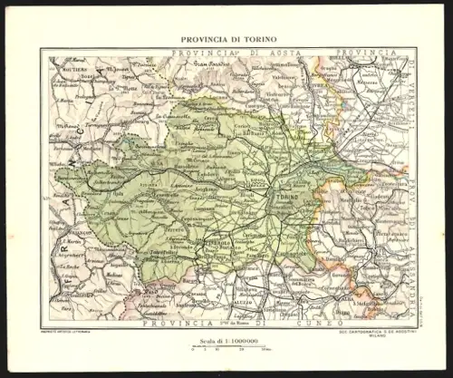 Klapp-AK Torino, Landkarte Provincia di Torino, mit Avigliana, S. Antonino und Bussoleno