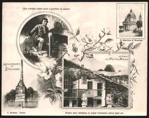 Klapp-AK Turin, Monumento in Sagliano, R. Basilica di Superga