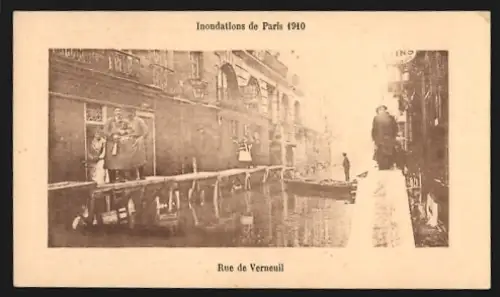 Mini-AK Paris, Inondation 1910, Rue de Verneuil