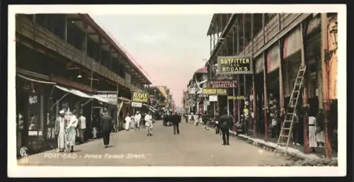 AK Port Said, Prince Farouk Street, Strassenszene mit Kodak-Geschäft