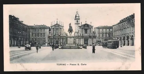 Mini-AK Torino, Piazza S. Carlo, Strassenbahn