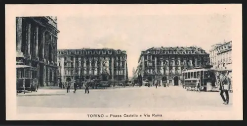 Mini-AK Torino, Piazza Castelle e Via Roma, Strassenbahn