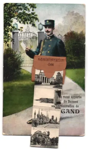 Leporello-AK Gand, Exposition de Gand 1913, Palais des Fêtes, Gare St. Pierre, Musée au Parc, Entrée de l`Exposition