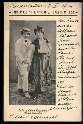 AK Carlo y Celina Escamillo, Danses Espagnoles, 1906, Volkstanz