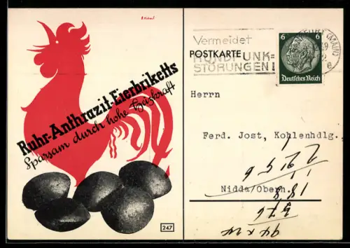 AK Frankfurt am Main, Gebr. Haldy, Kohlenhandelsgesellschaft mbH, Bockenheimer Landstrasse 19, Ruhr-Eierbriketts, Kohle