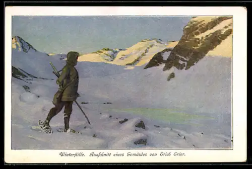 AK Wanderer mit Schneeschuhen im Gebirge unterwegs