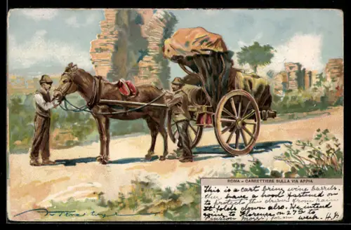 Lithographie Roma, Carrettiere sulla Via Appia