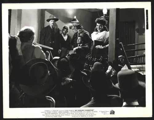 Fotografie Schauspieler Henry Fonda, Victor Mature und Linda Darnell in Mein Liebling Clementine, Grossformat 21 x 27cm