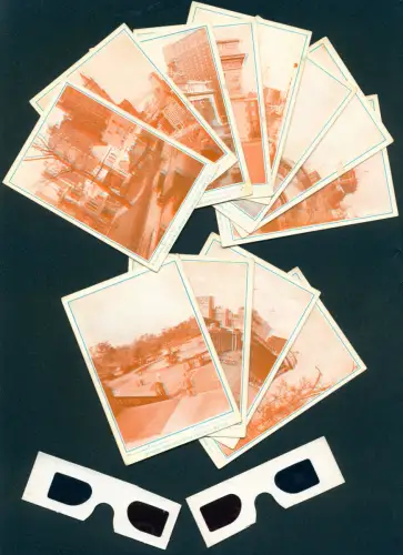 12 Stereophotographien, New York, NY, Pennsylvania Station, Brooklyn Bridge, Cathedral St. John the Divine
