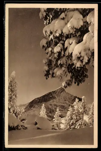 AK Alpspitze im Winter, Ganzsache WHW Winterhilfswerk