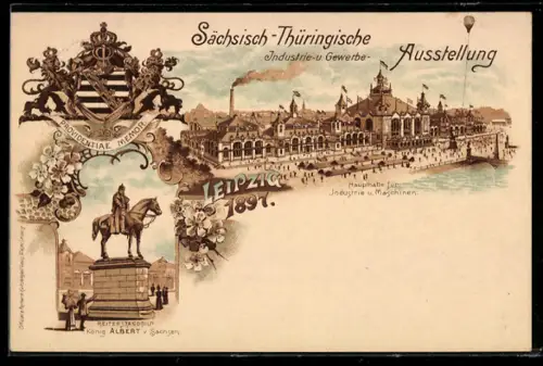 Lithographie Leipzig, Sächsisch-Thüringische Industrie- u. Gewerbe-Ausstellung 1897, Ganzsache