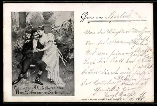 AK Liebespaar im Garten, Berliner Stadtpost