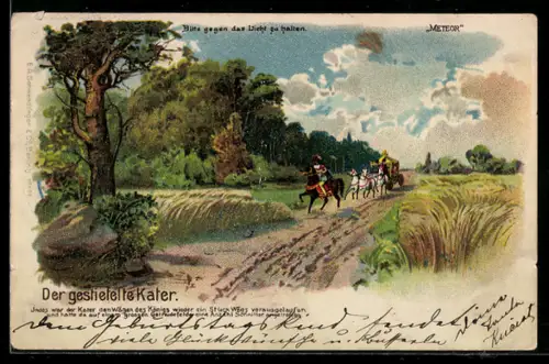 AK Der gestiefelte Kater begegnet Bauern bei Halt gegen das Licht