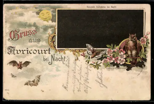 AK Avricourt, Nachtaufnahme, Scherzkarte, Halt gegen das Licht