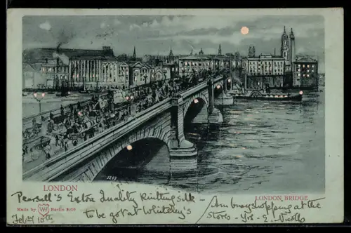 AK London, London Bridge, Leuchtende Fenster bei Halt gegen das Licht