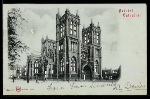 AK Bristol, Cathedral, Leuchtende Fenster bei Halt gegen das Licht
