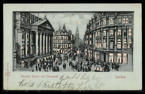 AK London, Mansion House and Cheapside, Leuchtende Fenster bei Halt gegen das Licht