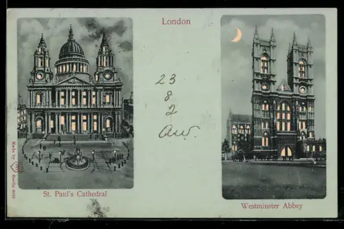 AK London, St. Paul`s Cathedral, Westminster Abbey, Leuchtende Fenster bei Halt gegen das Licht