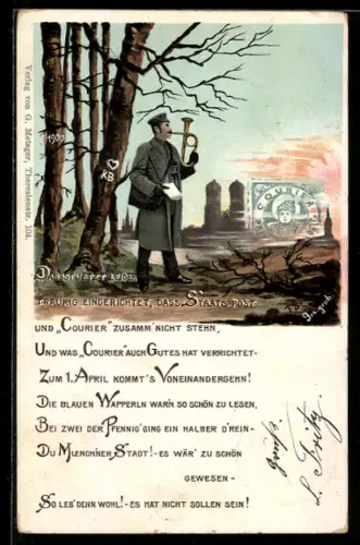 AK Postbote einer Privaten Stadtpost, Postgeschichte