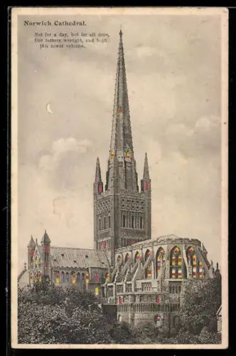 AK Norwich, Cathedral, Halt gegen das Licht