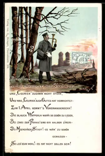 AK Postbote einer Privaten Stadtpost