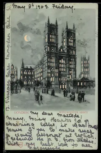 AK London, Westminster Abbey, Halt gegen das Licht