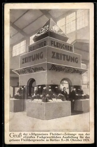 AK Berlin, Ausstellung für das Fleischergewerbe 1924, Gruss der Allgemeinen Fleischer-Zeitun