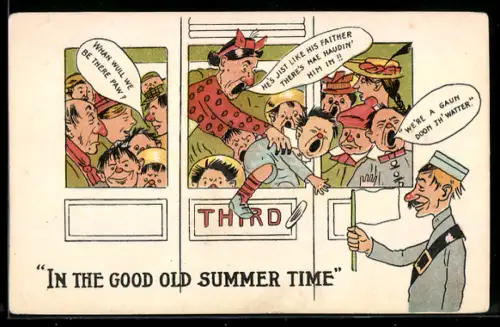 AK Menschen in einem völlig überfüllten Bahnabteil