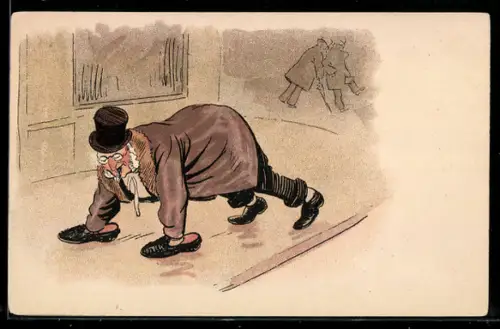 AK Betrunkener Mann läuft auf allen Vieren