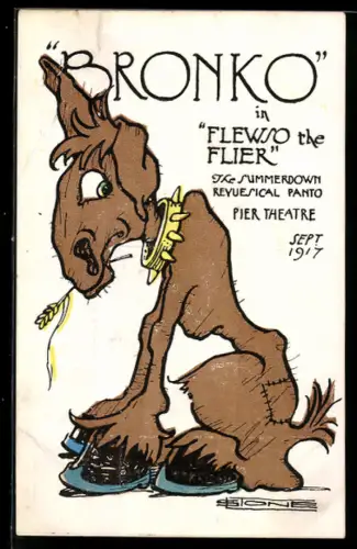 AK Pferd mit Stachelhalsband, Bronko