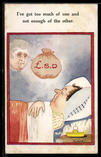 AK Mann träumt von einem Geldsack und einer alten Dame