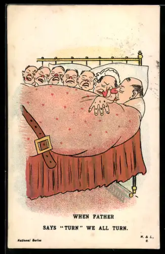 AK Grossfamilie liegt in einem zu kleinen Bett