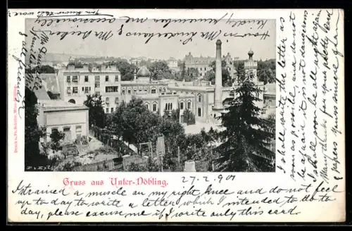 AK Unter-Döbling, Teilansicht mit Turm-Panorama aus der Vogelschau