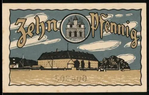 Notgeld Sonderburg 1920, 10 Pfennig, Schlossansicht und Stadtwappen