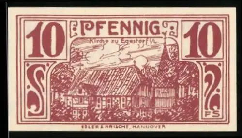 Notgeld Winsen 1921, 10 Pfennig, Kirche und Löwenmotif