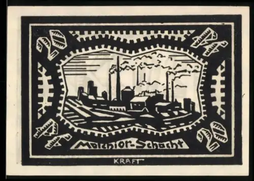 Notgeld Waldenburg i. Schles. 1921, 20 Pf, Industrielandschaft mit Fabrikansicht