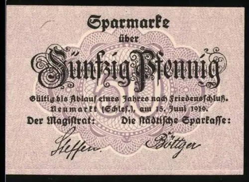 Notgeld Neumarkt /Schlesien 1919, 50 Pfennig, Ornamentales Muster