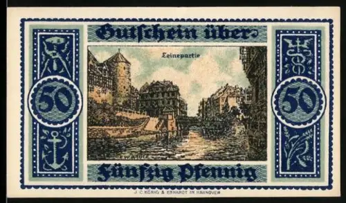 Notgeld Hannover 1921, 50 Pfennig, Leinepartie
