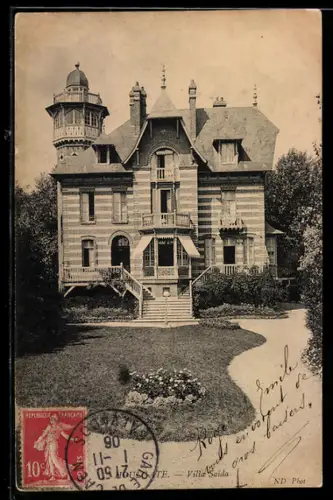 AK Houlgate, Villa Saida, Villa mit Türmchen und Garten