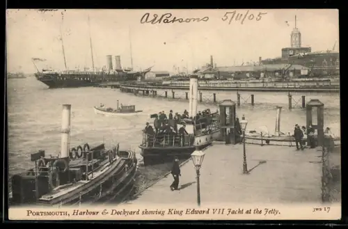 AK Portsmouth, Harbour & Dockyard showing King Edward VII Yacht at the Jetty