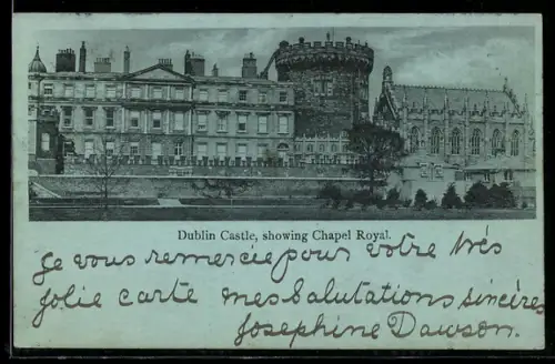 Mondschein-AK Dublin, Dublin Castle, Showing Chapel Royal