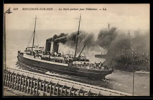AK Boulogne-sur-Mer, La Malle partant pour Folkestone
