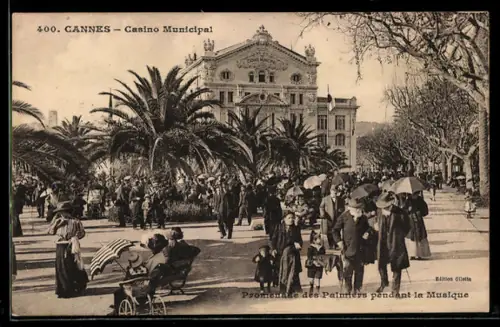 AK Cannes, Promenade des Palmiers pendant la Musique