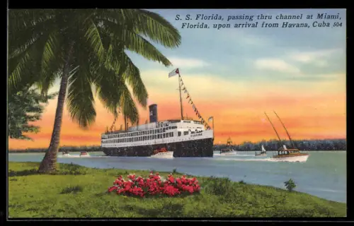 AK Miami, FL, S. S. Florida passing through channel at Miami