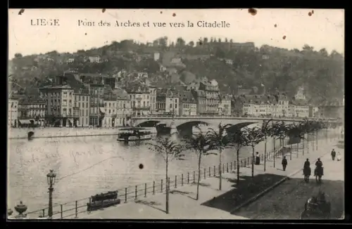 AK Liege, Pont des Arches et vue vers la Citadelle