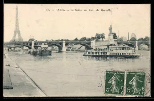 AK Paris, La Seine au Pont de Grenelle