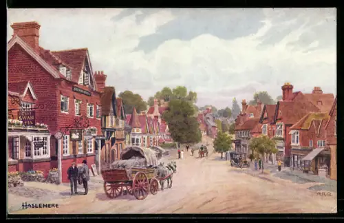 AK Haslemere, Dorfstrasse mit Pferdewagen und Gasthäusern