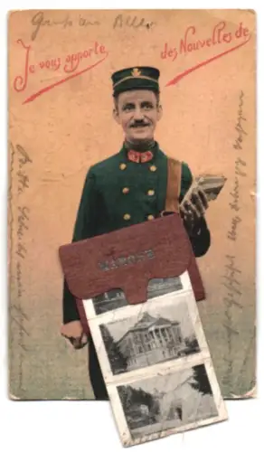 Leporello-AK Marche, Hôtel de la Cloche, La Gare, Grand`Rue, L`Eglise, Palais de Justice