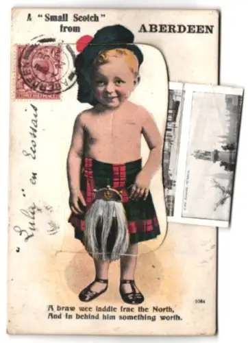 Leporello-AK Aberdeen, Harbor, Girdleness Lighthouse, Union Street, Brig O`Balgownie, Fish Market, H. M. Theatre